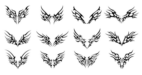 Neo-Tribal Gothic Wings Tattoo Vector Image