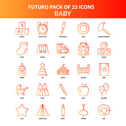 Orange futuro 25 baby icon set vector