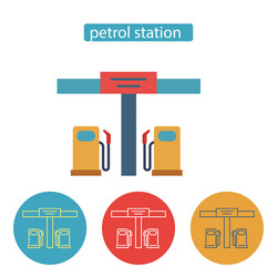 Petrol station building flat icons set vector