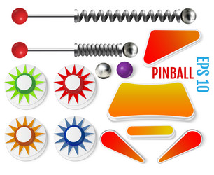 pinball elements realistic set with different vector image