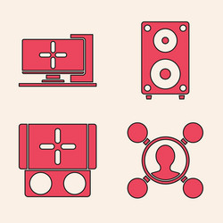 set share computer monitor stereo speaker vector image