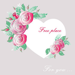 vignette heart of flowers vector