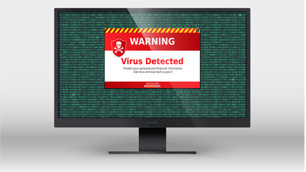 computer monitor with alert message of virus vector image