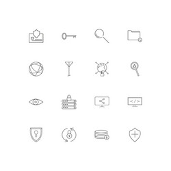 Internet security linear thin icons set outlined vector