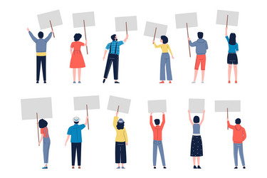 Protest demonstration characters with placards vector