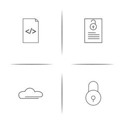 Cyber security simple linear icon setsimple vector
