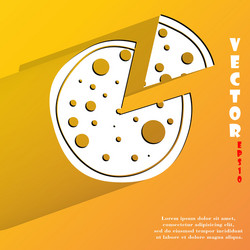 Pizza flat modern web button with long shadow vector