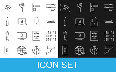 set line security camera binary code flasher vector image