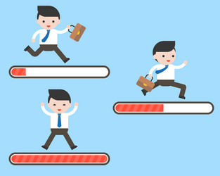 set of businessman running on loading bar 3 vector image