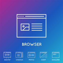 set of minimal browser developing app and coding vector image