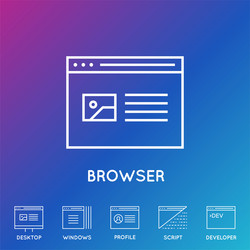 Set of minimal browser developing app and coding vector