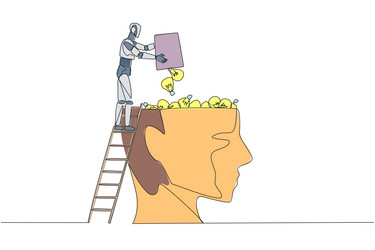 continuous one line drawing robot climb vector image
