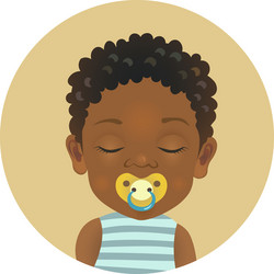 Cute afro american child sleeping with a soother vector