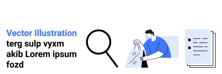 man inspecting statistical data with magnifying vector image