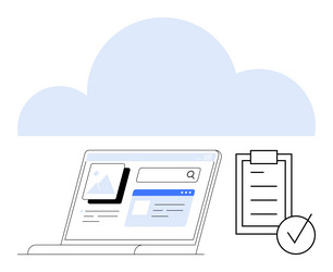 cloud data management with laptop interface task vector image