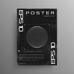 Retro cyberpunk poster with wireframe planet vector