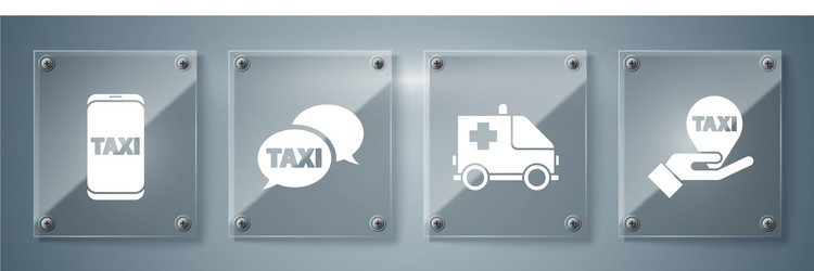 set hand on map pointer with taxi ambulance vector image