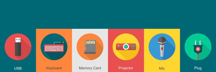 a set of 6 computer and hardware icons as usb vector image