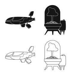 isolated object of mars and space icon collection vector image