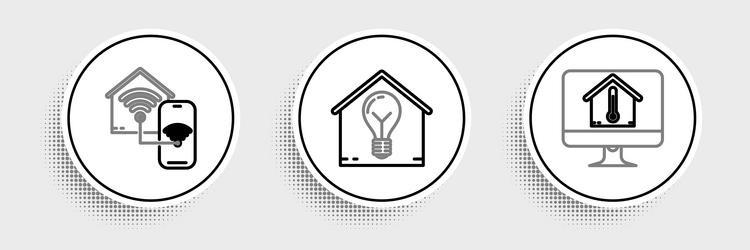 set line computer monitor with house temperature vector image