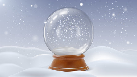 Realistic detailed 3d glass christmas snowglobe vector