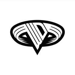wd logo monogram with triangle shape slice vector image