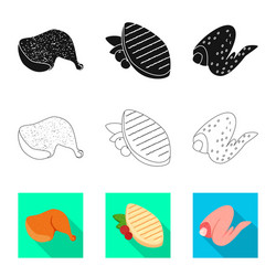 isolated object product and poultry symbol set vector image
