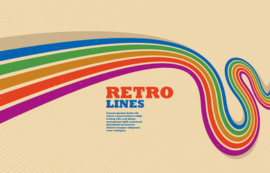 retro style abstract background with curve lines vector image