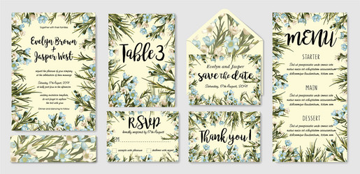 Rustic Wedding Invitation - Floral RSVP Vector Image