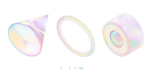 set of colored 3d objects on a white background vector image