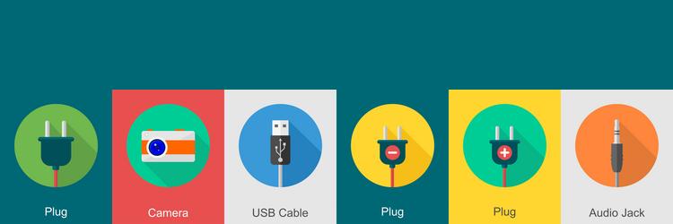 a set of 6 computer and hardware icons as plug vector image