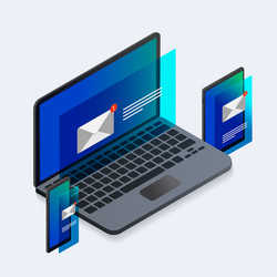 e-mail notification isometric 3d concept vector