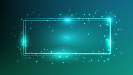 neon double rectangular frame with shining vector image