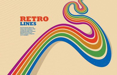 retro style abstract background with curve lines vector image