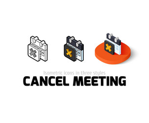 Cancel meeting icon in different style vector