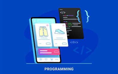 coding e-commerce mobile app for online store vector image