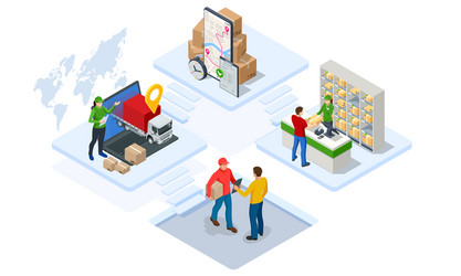 Global logistics isometric flowchart Royalty Free Vector
