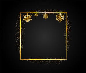 Golden rectangular frame with falling shiny vector