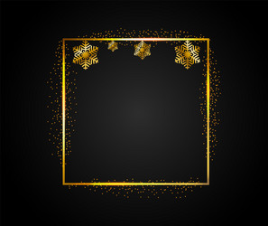 Golden rectangular frame with falling shiny vector