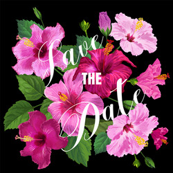 Hibiscus Floral Wedding Invitation Vector Image