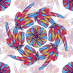 seamless pattern in boho style round kaleidoscope vector image