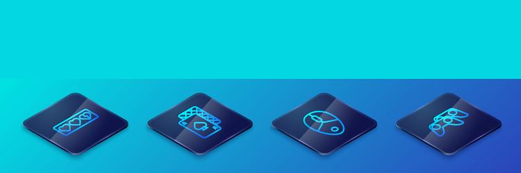 set isometric line computer mouse game life bar vector image