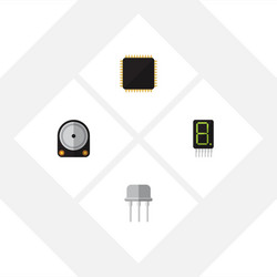 flat icon technology set of cpu resist display vector image