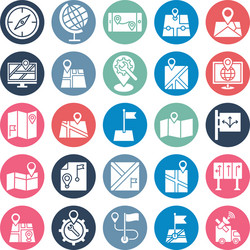 Map and navigation isolated icons set vector