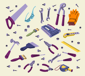 cartoon color different types instruments set vector image