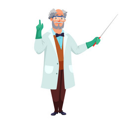 Scientist with pointer standing isolated on white vector