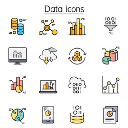 data graph chart diagram icon set in color line vector image