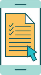 Document on smartphone line and fill style icon vector