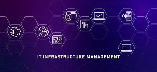 it infrastructure management gradient header vector image