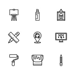 set line paint bucket computer with design vector image